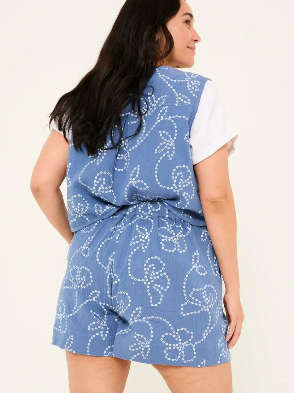 Fat Face Rosie Chambray Blue Printed Shorts^Women Shorts