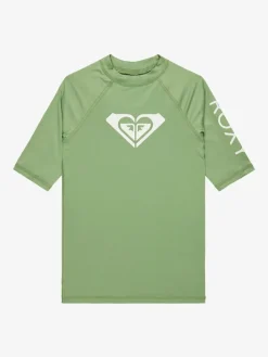 Roxy Girls Wholehearted Short Sleeve Logo Rash Vest^ Swimwear