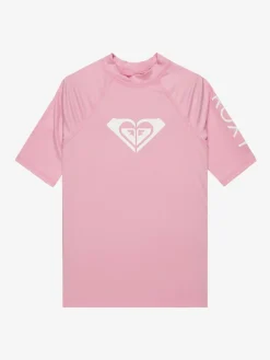 Roxy Girls Wholehearted Short Sleeve Logo Rash Vest^ Swimwear