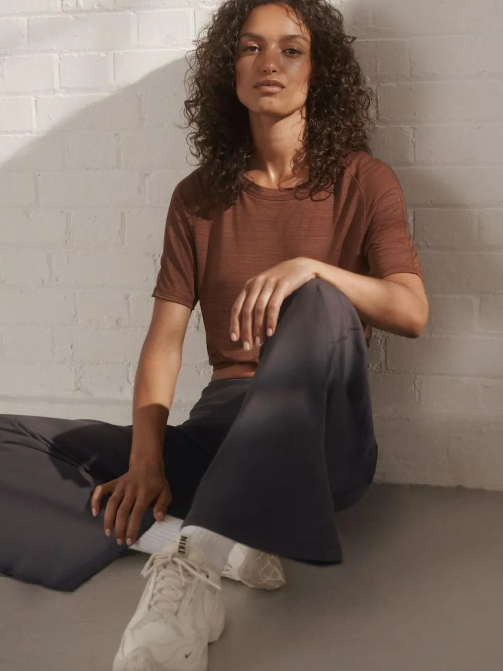 New Next Active Crew Neck Lightweight Short Sleeve T-Shirt Rust Brown