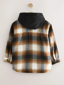 Next Borg Lined Hooded Check Shacket (3-16yrs)^BOY Shirts|Coats & Jackets