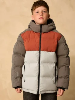 Sale Next Rust Brown Colourblock Shower Resistant Microfleece Lined Padded Coat (3-17yrs)