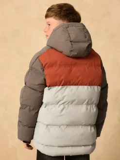 Sale Next Rust Brown Colourblock Shower Resistant Microfleece Lined Padded Coat (3-17yrs)