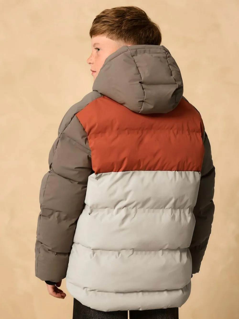 Sale Next Rust Brown Colourblock Shower Resistant Microfleece Lined Padded Coat (3-17yrs)