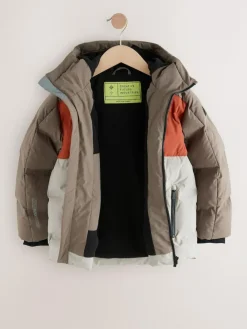 Sale Next Rust Brown Colourblock Shower Resistant Microfleece Lined Padded Coat (3-17yrs)