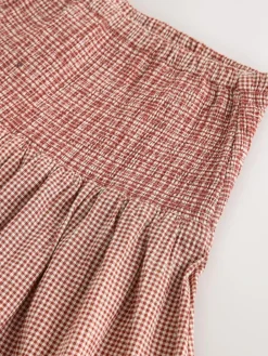 Hot Next Drop Waist Gingham Maxi Skirt Rust Brown