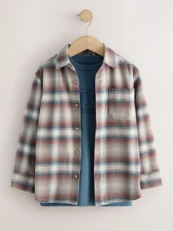 Best Next Long Sleeve Check Shirt and T-Shirt Set 2 Piece (3-16yrs) Rust Brown