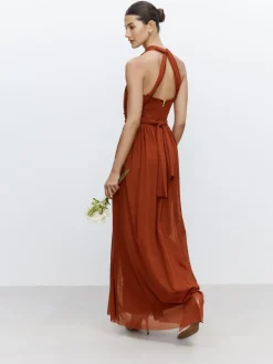 Next Rust Brown Mesh Multiway Wedding Guest Bridesmaid Maxi Dress^Women Occasion Dresses|Maxi Dresses