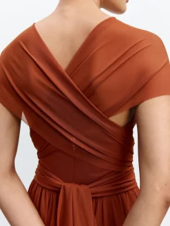 Next Rust Brown Mesh Multiway Wedding Guest Bridesmaid Maxi Dress^Women Occasion Dresses|Maxi Dresses