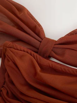 Next Rust Brown Mesh Multiway Wedding Guest Bridesmaid Maxi Dress^Women Occasion Dresses|Maxi Dresses