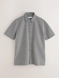 Next Printed Stretch Oxford Short Sleeve Shirt^ Shirts