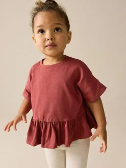 Online Next Rust Brown Short Sleeve Peplum T-Shirt (3mths-7yrs)