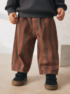 Next Rust Brown Stripe Printed Pull On Wide Trousers (3mths-7yrs)^BOY Pants & Leggings|Baby Boys