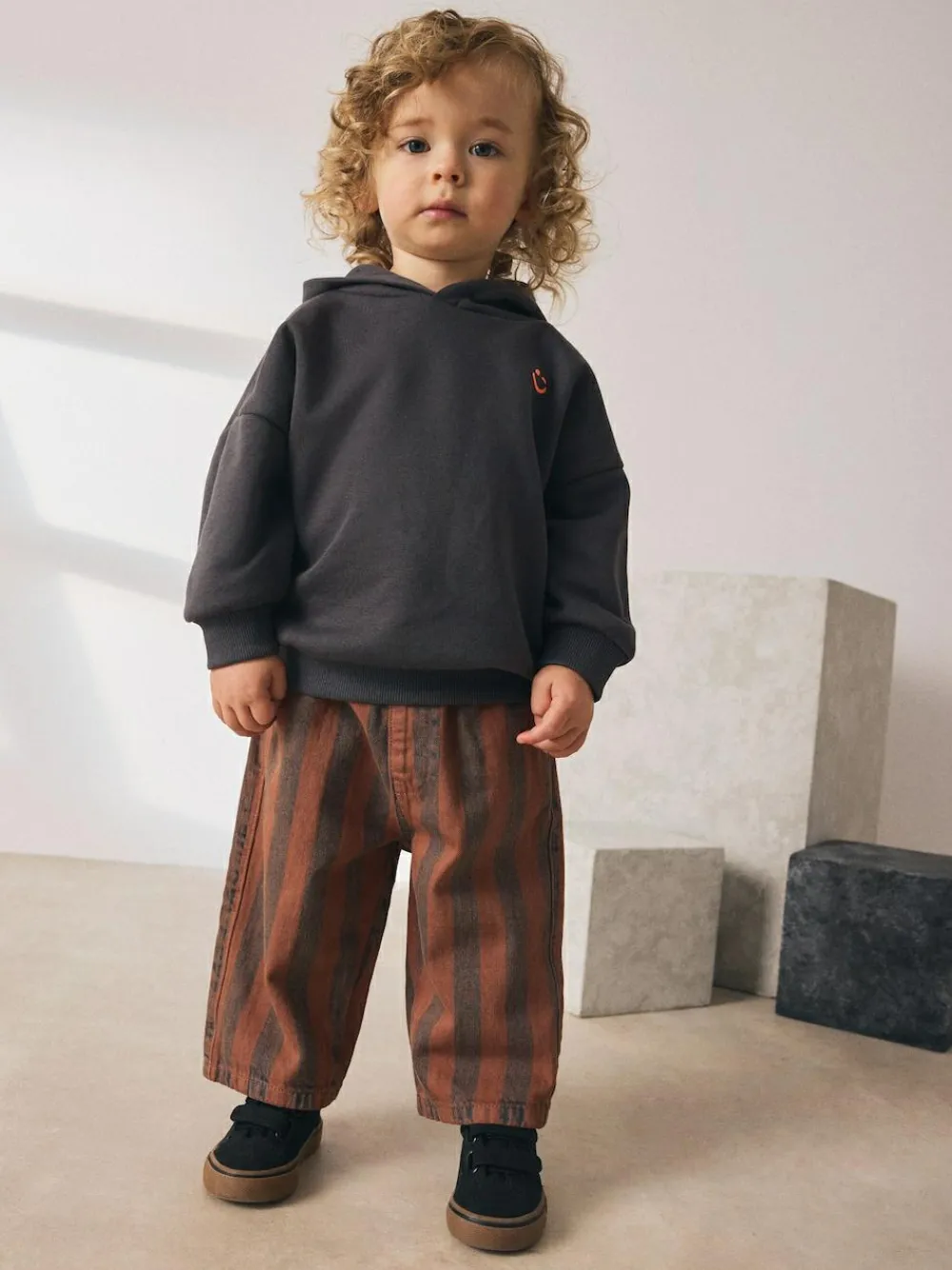 Next Rust Brown Stripe Printed Pull On Wide Trousers (3mths-7yrs)^BOY Pants & Leggings|Baby Boys