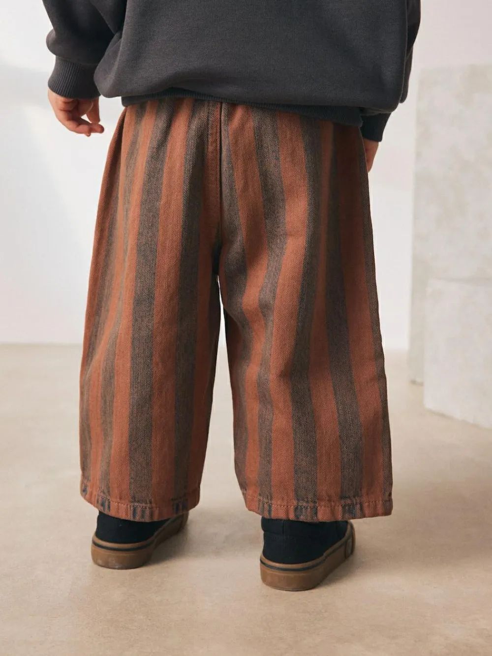 Next Rust Brown Stripe Printed Pull On Wide Trousers (3mths-7yrs)^BOY Pants & Leggings|Baby Boys