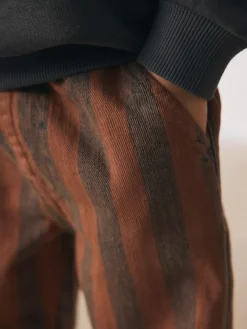 Next Rust Brown Stripe Printed Pull On Wide Trousers (3mths-7yrs)^BOY Pants & Leggings|Baby Boys