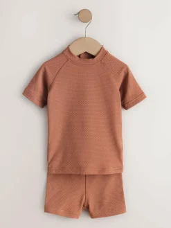 Online Next Textured Swim Set (3mths-7yrs) Rust Brown
