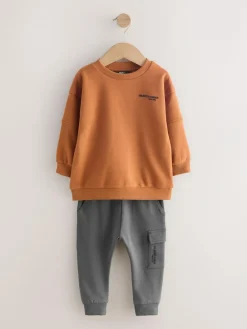 Next Utility Sweatshirt and Super Skinny Joggers Set (3mths-7yrs) Rust Brown