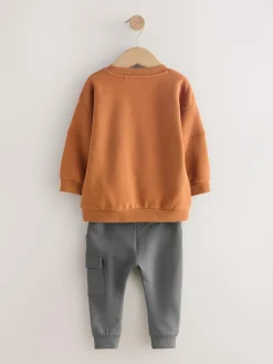 Next Utility Sweatshirt and Super Skinny Joggers Set (3mths-7yrs) Rust Brown