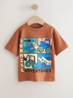Outlet Next Rust Brown Vehicles Short Sleeve Graphic T-Shirt (3mths-7yrs)