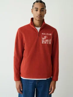 Best Next Rust Orange Hokusai Licence Graphic Polar Fleece Zip Through Funnel Fleece