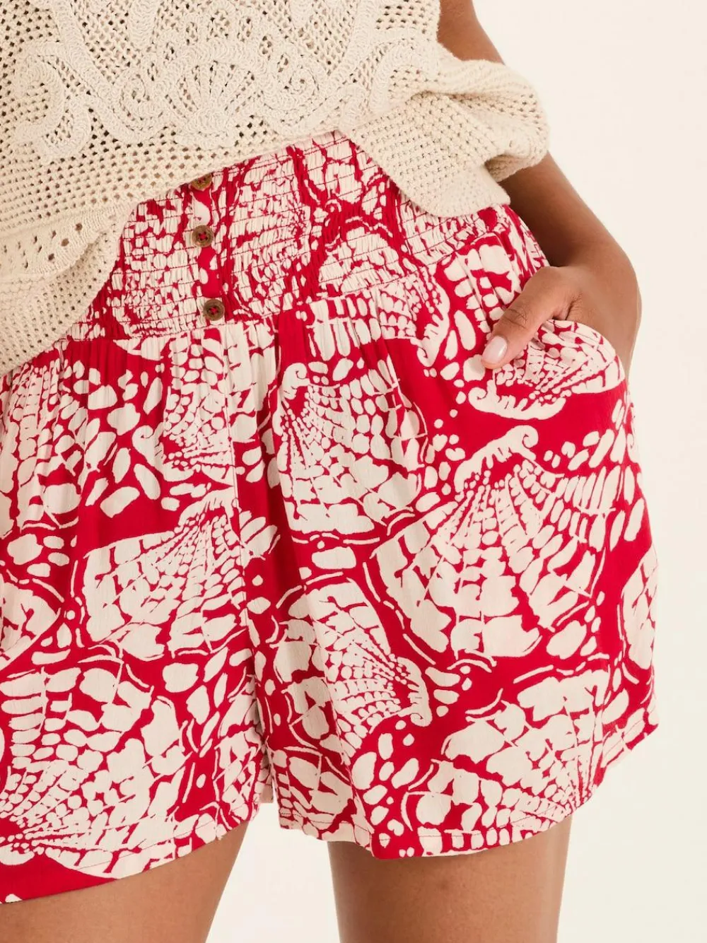 Clearance Fat Face Rust Red Mono Shell Flippy Shorts