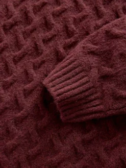 Next Rust Red Regular Fit Cosy Cable Mock Shirt Jumper^ Nightwear|Knitwear