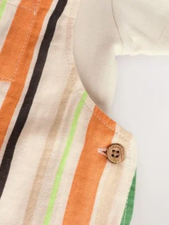 Next Woven Dungaree and Bodysuit Set (0mths-2yrs) Rust Stripe