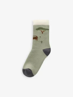 Next Safari Animals Cosy Terry Cotton Rich Socks 5 Pack^BOY Socks & Tights|Socks & Tights