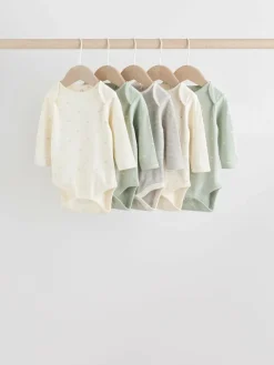 Clearance Next Baby Long Sleeve Bodysuits 5 Pack Sage Green
