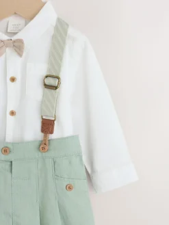 Online Next Sage Green Baby Shirt Trousers and Braces Set 3 Piece (0mths-2yrs)