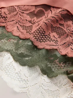 Sale Next Brazilian No VPL Lace Back Briefs 5 Pack Sage Green