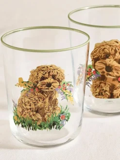 New Next Sage Green Charlie the Cockapoo Tumbler Glasses Set Of 4