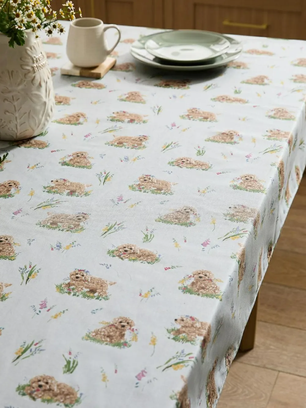 Next Sage Green Charlie The Cockapoo Wipe Clean Table Cloth^ Table Linen, Placemats & Coasters
