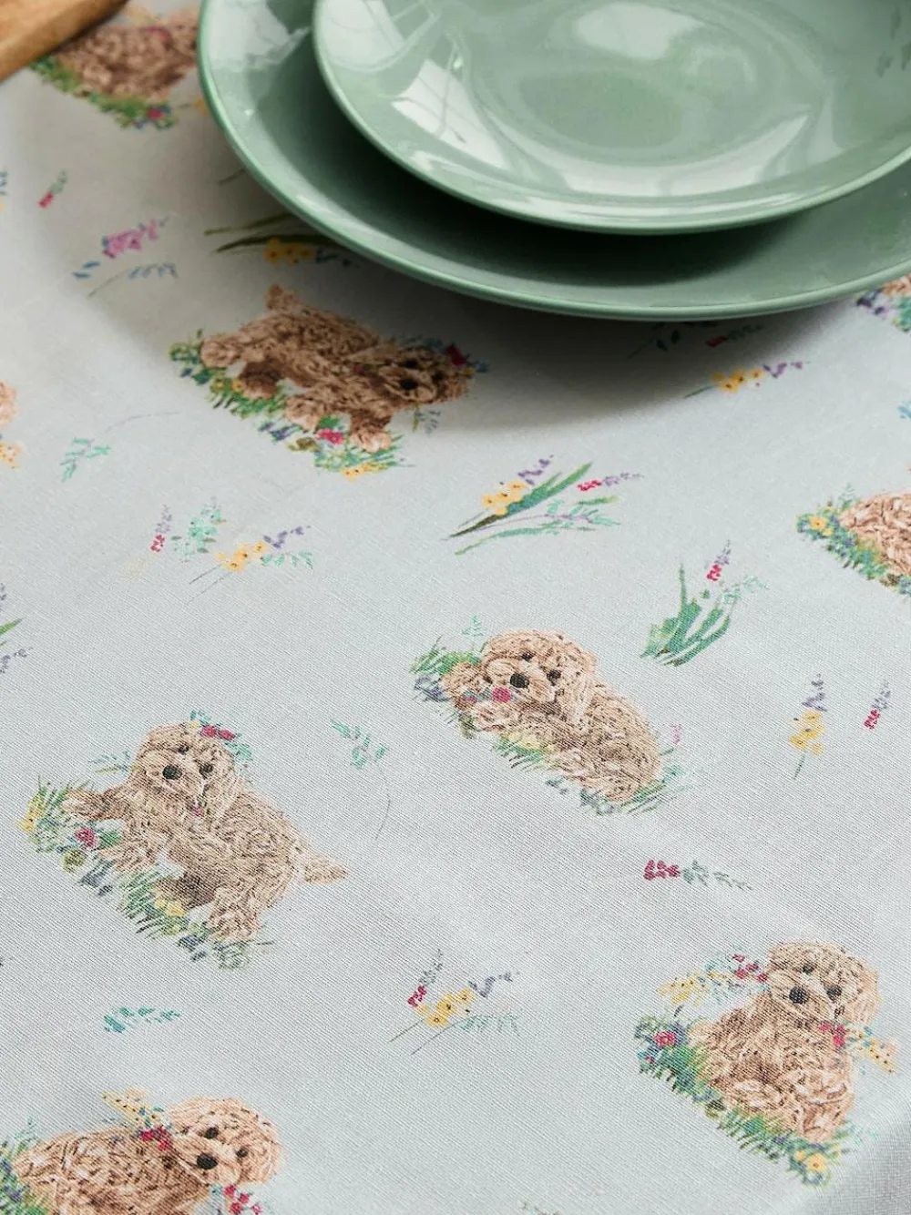 Next Sage Green Charlie The Cockapoo Wipe Clean Table Cloth^ Table Linen, Placemats & Coasters