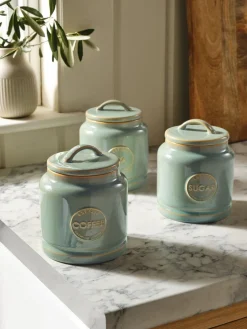 Next Country Badge Set of 3 Storage Jars Sage Green