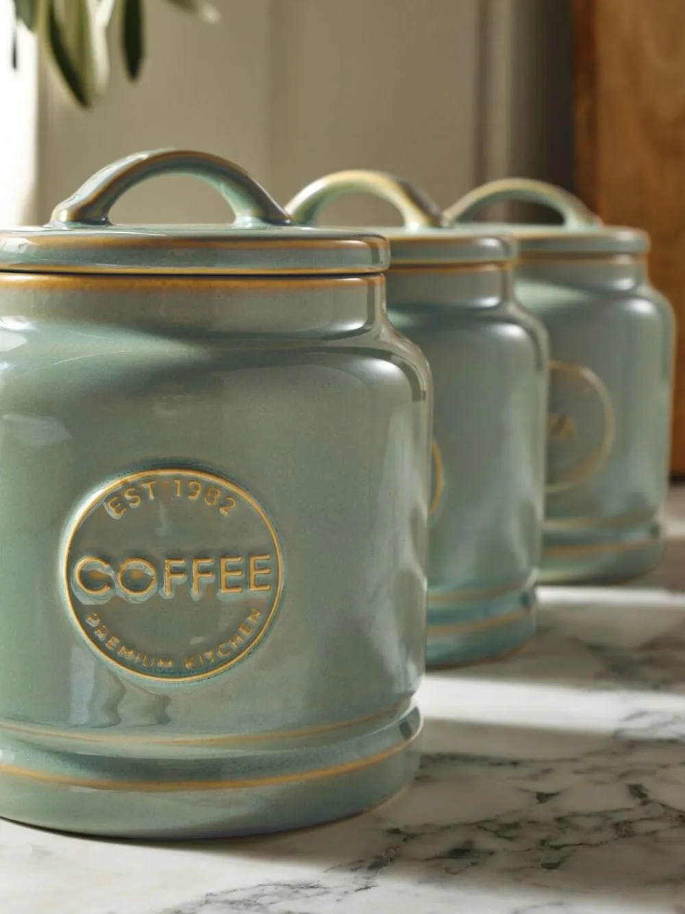 Next Country Badge Set of 3 Storage Jars Sage Green