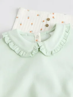 Next Sage Green/ Cream Ditsy Baby Frill Collar Sweater and Leggings 2 Piece Set (0mths-2yrs)^ Sweatshirts & Hoodies|Sets & Coords