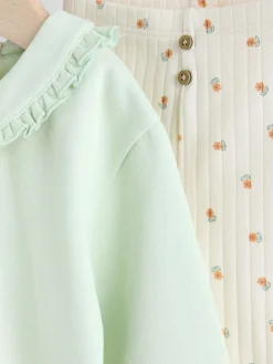 Next Sage Green/ Cream Ditsy Baby Frill Collar Sweater and Leggings 2 Piece Set (0mths-2yrs)^ Sweatshirts & Hoodies|Sets & Coords