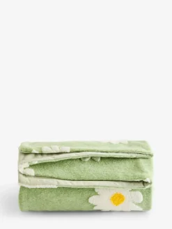 Next Sage Green Daisy Borg Fleece Throw^ Cushions & Throws