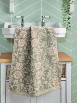 Hot Next Floral Print Towel Sage Green