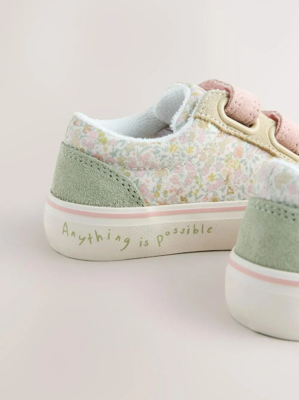 Outlet Next Standard Fit (F) Touch Fastening Trainers Sage Green Floral