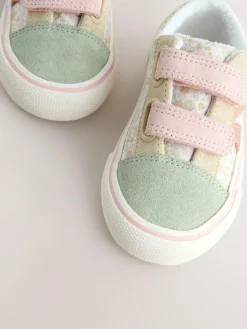 Outlet Next Standard Fit (F) Touch Fastening Trainers Sage Green Floral