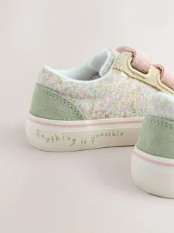 Next Wide Fit (G) Touch Fastening Trainers Sage Green Floral