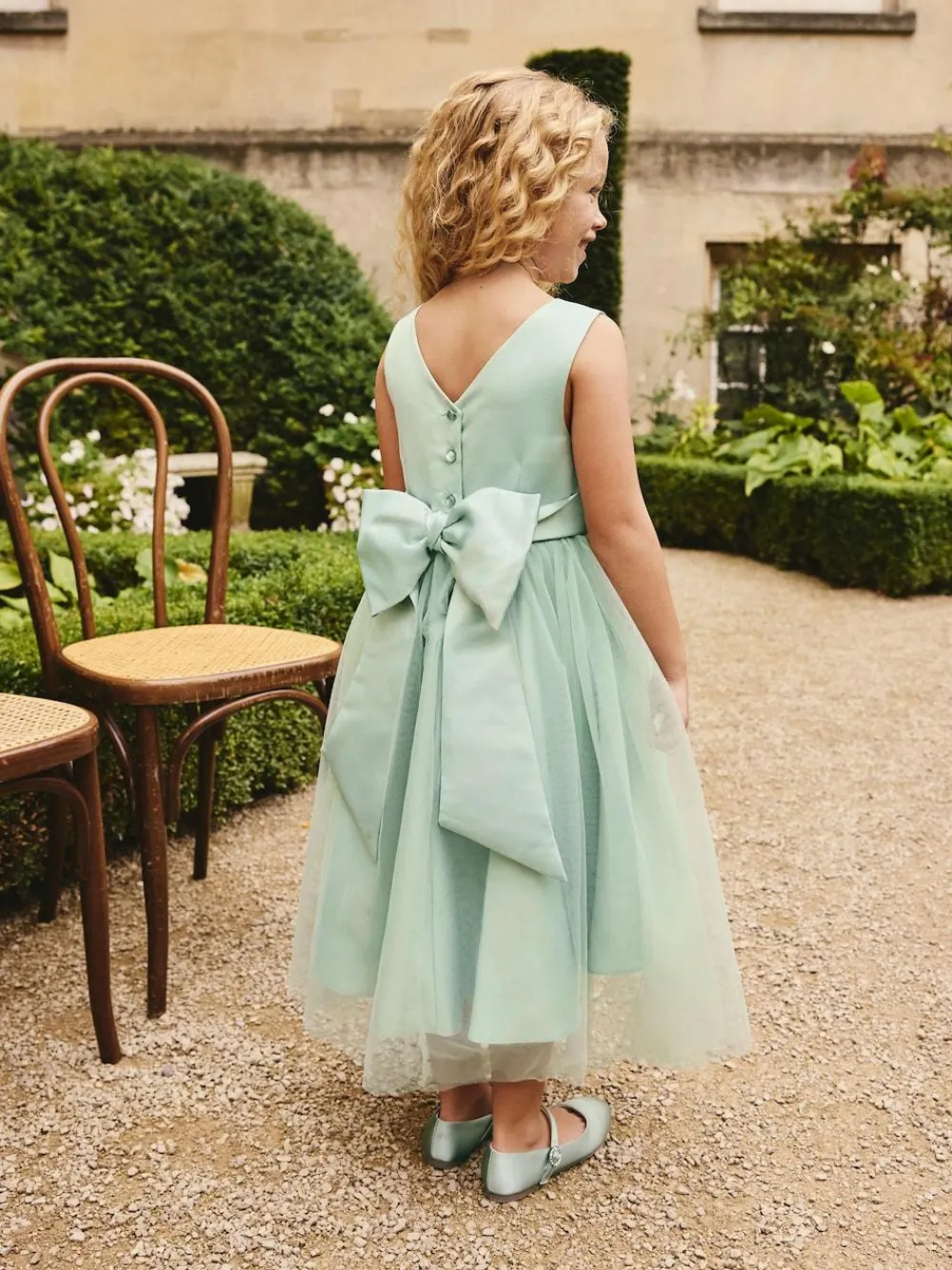 Clearance Next Flower Girl Bow Dress (3-12yrs) Sage Green