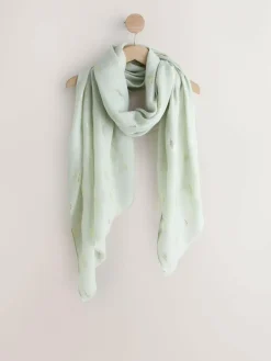 Next Sage Green Foil Lightweight Scarf^Women Hats, Gloves & Scarves|Hats, Gloves & Scarves