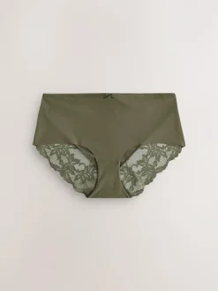 Next Sage Green Midi No VPL Lace Back Briefs 5 Pack^Women All Lingerie|Panties