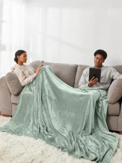 New Next Sage Green Plush Fleece Throw