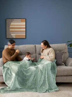 New Next Sage Green Plush Fleece Throw