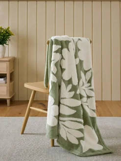 Next Sage Green Sage Floral Fleece Throw^ Cushions & Throws